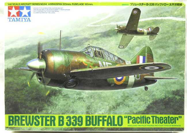 Tamiya 1/48 TWO KITS Brewster Buffalo F2A-2 / B-339 - Netherlands East Indies Royal Air Force Java Feb. 1942 / Royal Australian Air Force (Box art aircraft)  / US Navy VS-201 USS Long Island AVG-1 East Coast USA Early 1941 - (F2A2), 61094 plastic model kit